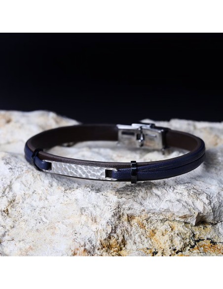 Bracciale SECTOR uomo Bandy pelle blu / acciaio