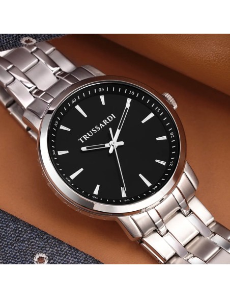 Orologio TRUSSARDI uomo T-couple tempo acciaio / nero