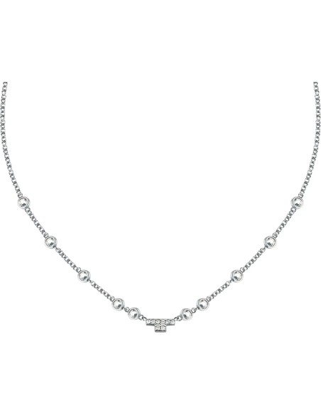 Collana TRUSSARDI donna T-Logo acciaio / cristalli bianchi