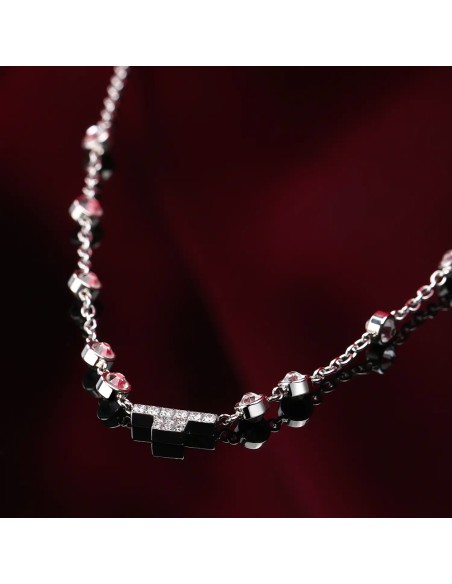 Collana TRUSSARDI donna T-Logo acciaio / cristalli bianchi
