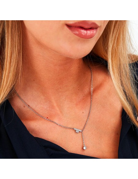 Collana TRUSSARDI donna T-Logo acciaio / punto luce