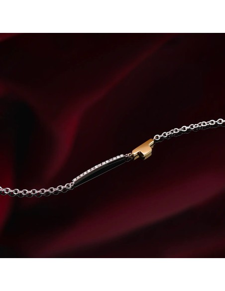 Bracciale TRUSSARDI donna T-Logo tag dorato / cristalli bianchi