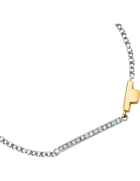 Bracciale TRUSSARDI donna T-Logo tag dorato / cristalli bianchi