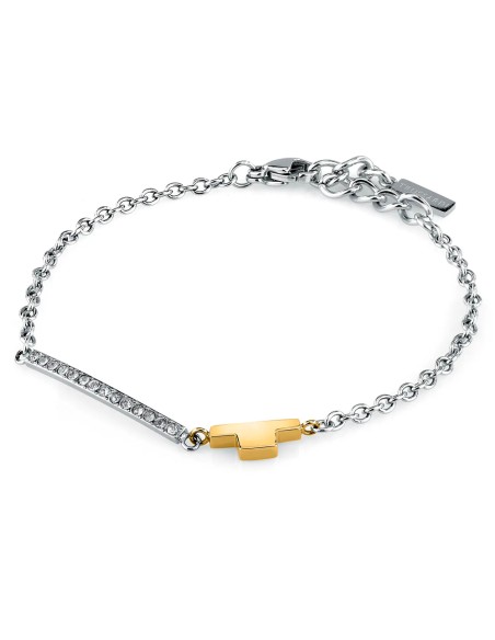 Bracciale TRUSSARDI donna T-Logo tag dorato / cristalli bianchi