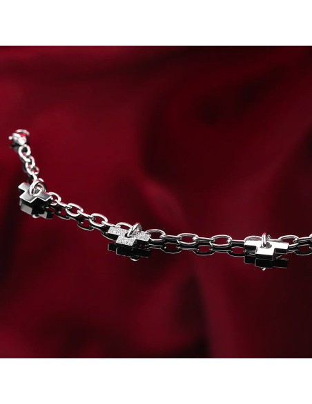 Bracciale TRUSSARDI donna T-Logo acciaio / cristalli (TJAXC25)
