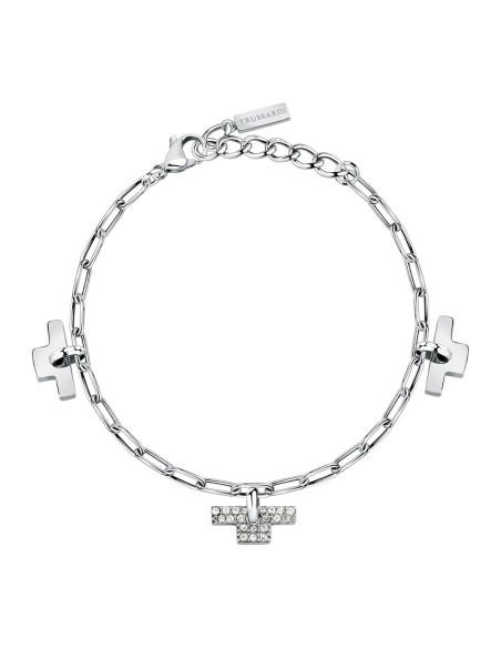 Bracciale TRUSSARDI donna T-Logo acciaio / cristalli (TJAXC25)