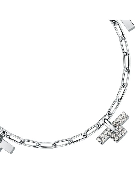 Bracciale TRUSSARDI donna T-Logo acciaio / cristalli (TJAXC25)