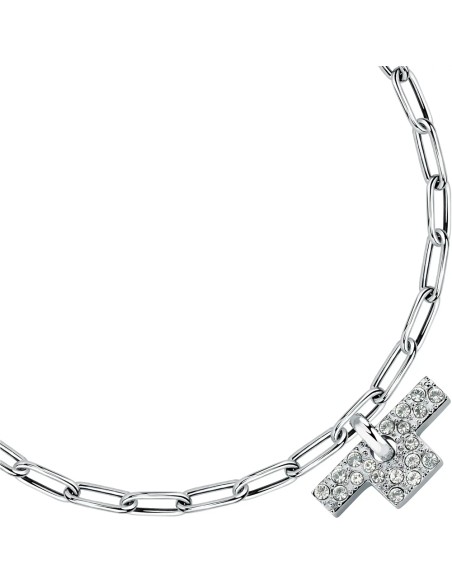 Bracciale TRUSSARDI donna T-Logo acciaio / cristalli bianchi
