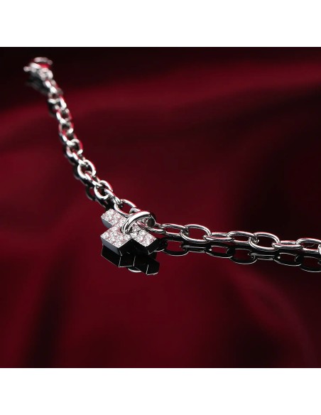 Bracciale TRUSSARDI donna T-Logo acciaio / cristalli bianchi