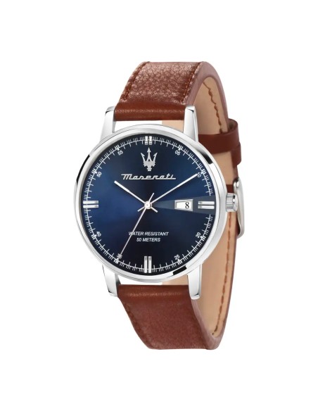 Orologio MASERATI uomo Eleganza data pelle marrone / blu