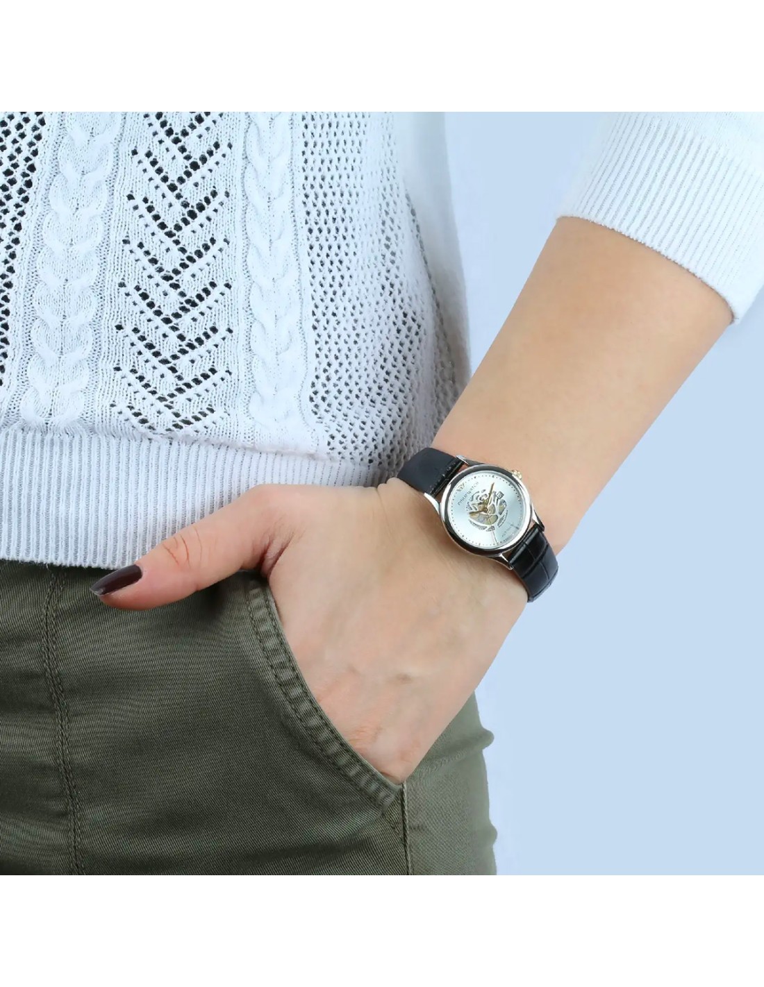 TEINTOP Orologio Uomo Meccanico Automatico Scheletro - Cassa Acciaio 42mm, Cinturino Pelle, Quadrante Aperto, Impermeabile 30m