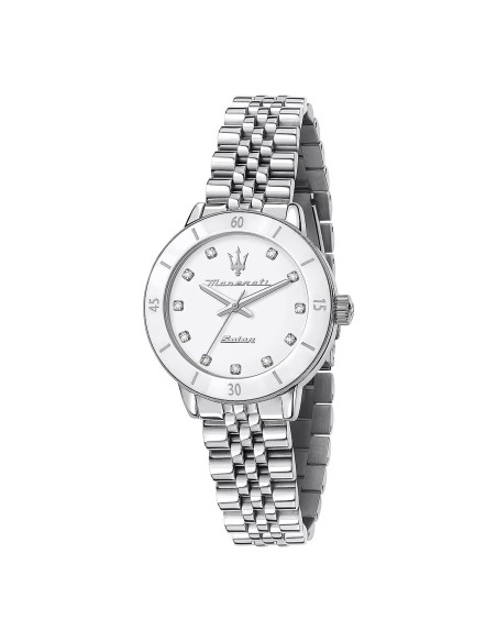 Orologio MASERATI donna Successo Solar acciaio / bianco