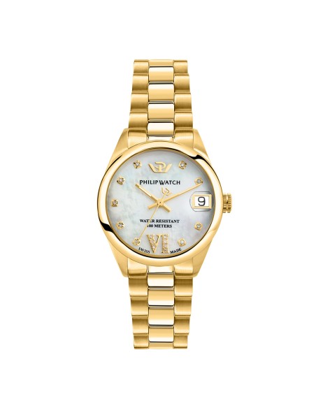 Philip Watch Caribe – Orologio Donna Dorato Bianco Diamond (R8253597626)