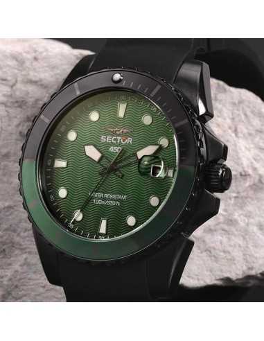 Orologio SECTOR uomo 450 data gomma nero / verde