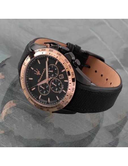 Maserati Traguardo – Orologio Uomo Pelle Nero/Oro Cronografo (R8871612038)