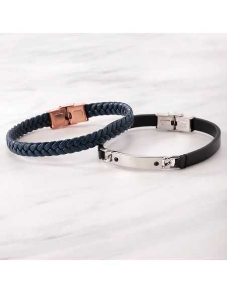 Bracciale MORELLATO uomo Moody pelle nera / acciaio