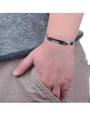 Bracciale MASERATI uomo Logo acciaio / brunito