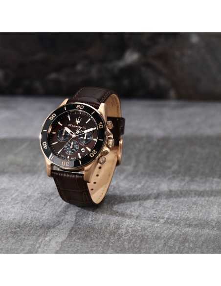 Orologio MASERATI uomo Competizione crono pelle marrone Limited Ed.