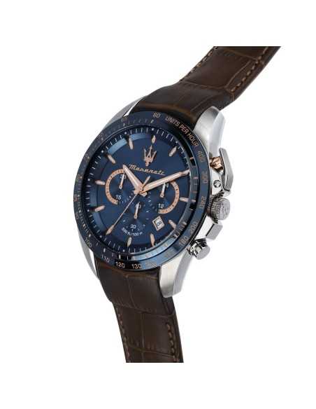 Orologio MASERATI uomo Traguardo crono pelle marrone / blu - Limited