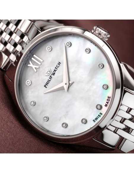 Philip Watch Roma – Orologio Donna Acciaio/Bianco con Diamanti (R8253217501)
