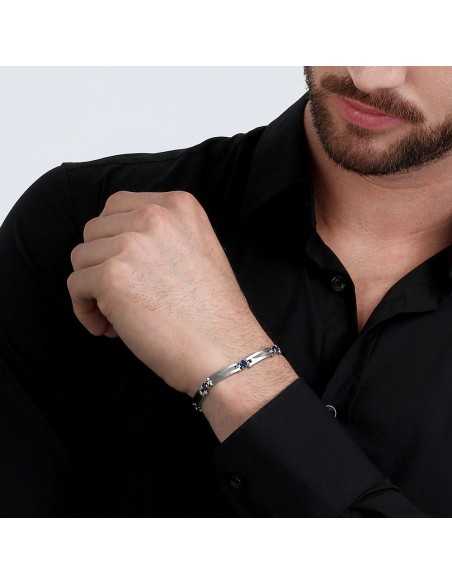 Bracciale MORELLATO uomo Motown acciaio / pietre blu