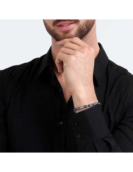 Bracciale MORELLATO uomo Motown acciaio / pietre nere