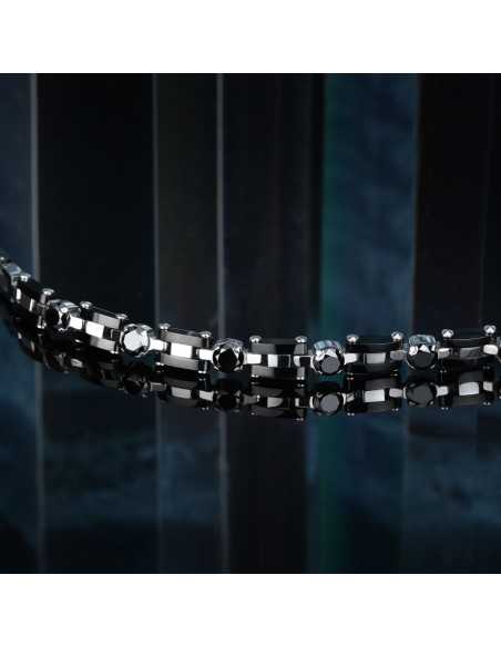 Bracciale MORELLATO uomo Motown acciaio / pietre nere