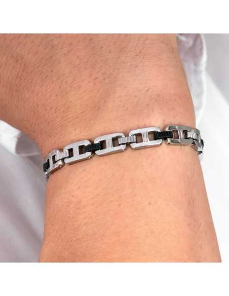Bracciale MORELLATO uomo Motown acciaio / inserto nero