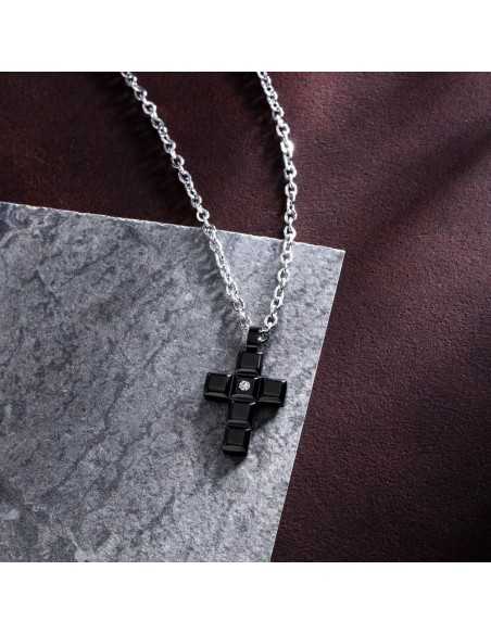 Pendente MORELLATO uomo Motown croce / nero / punto luce