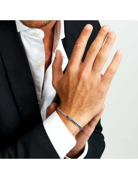 Bracciale MORELLATO uomo Tennis argento 925 / blu (SATT18)