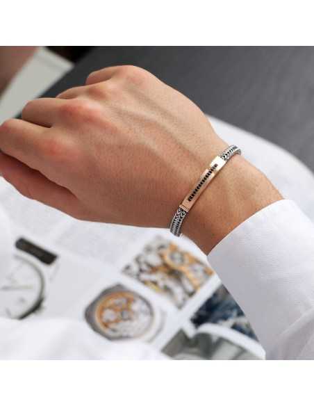 Bracciale MORELLATO uomo Catene acciaio / oro rosa / pietre nere