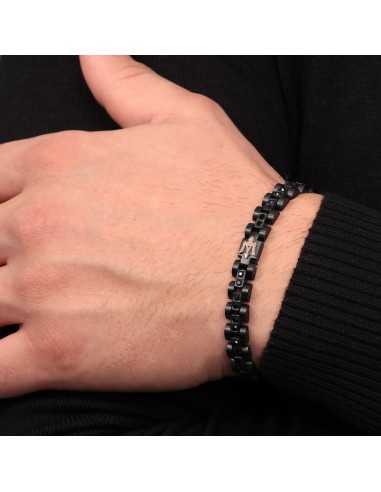 Bracciale MASERATI uomo Iconic acciaio nero /...