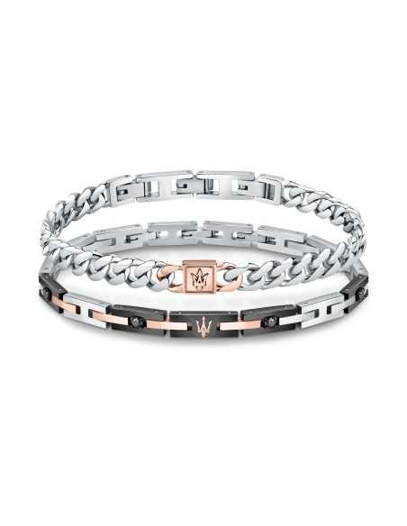 Bracciale MASERATI uomo Iconic acciaio / cristalli neri