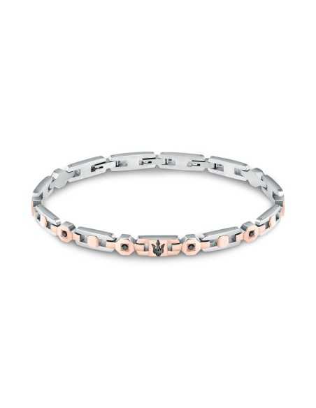 Bracciale MASERATI uomo Iconic acciaio / oro rosa / cristalli neri