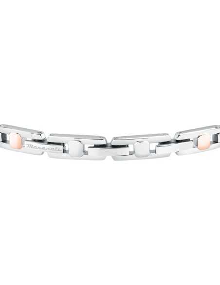 Bracciale MASERATI uomo Iconic acciaio / oro rosa / cristalli neri