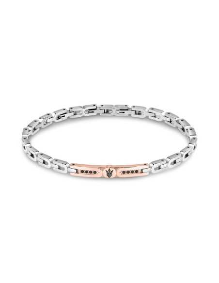 Bracciale MASERATI uomo Iconic acciaio / oro rosa / logo nero