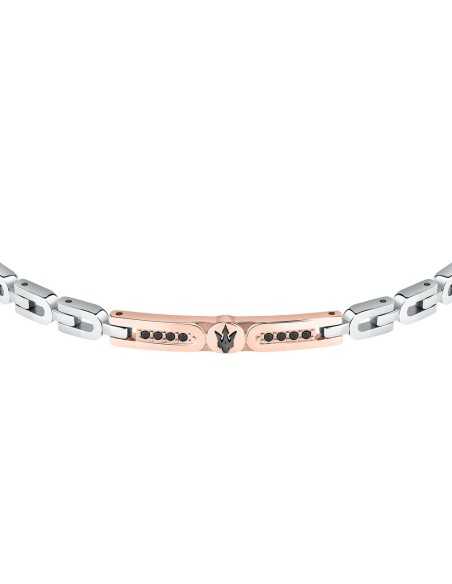 Bracciale MASERATI uomo Iconic acciaio / oro rosa / logo nero