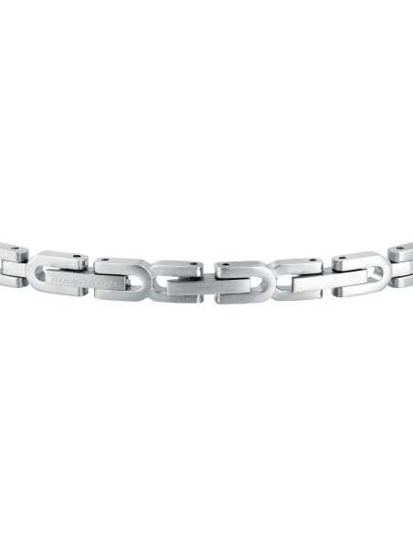 Bracciale MASERATI uomo Iconic acciaio / blu / pietre bianche