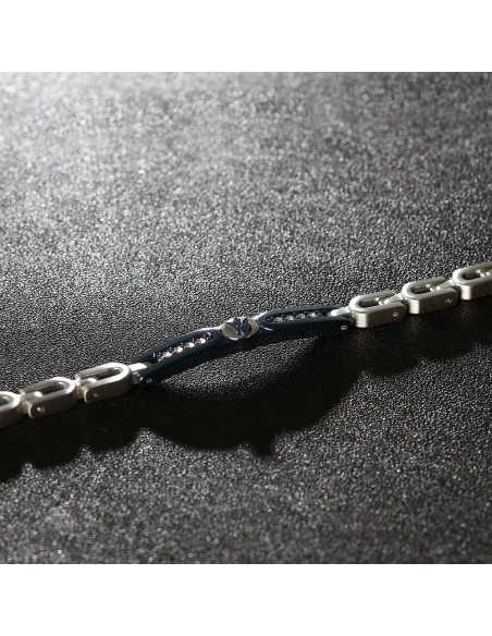 Bracciale MASERATI uomo Iconic acciaio / blu / pietre bianche