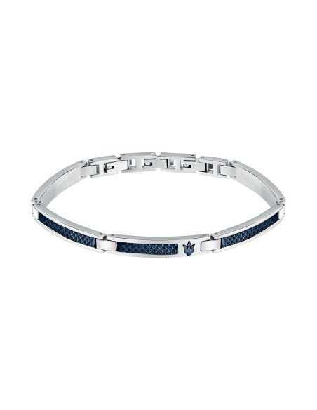 Bracciale MASERATI uomo Iconic acciaio / logo blu