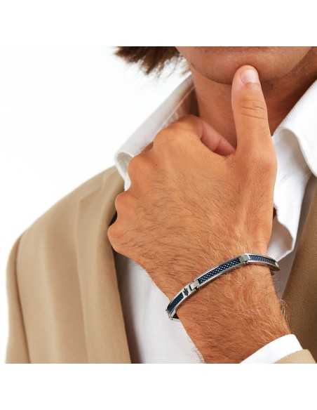 Bracciale MASERATI uomo Iconic acciaio / logo blu