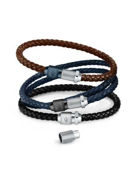 Bracciale MASERATI uomo pelle blu / acciaio (JM223AVE19)