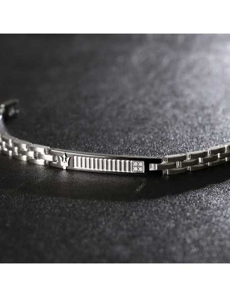 Bracciale MASERATI uomo Diamond acciaio / diamanti bianchi