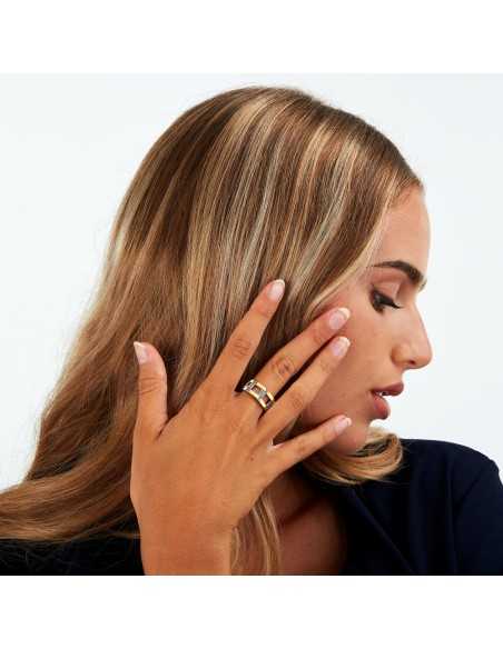 Anello TRUSSARDI donna T-Logo dorato / cristalli (TJAXC38)