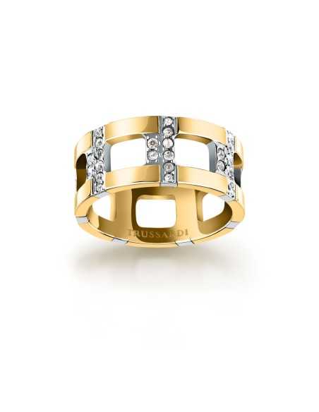 Anello TRUSSARDI donna T-Logo dorato / cristalli (TJAXC38)