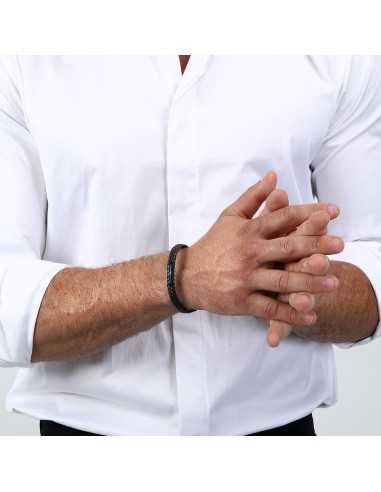 Bracciale MASERATI uomo pelle marrone e acciaio