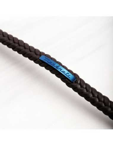 Bracciale MASERATI uomo pelle marrone e acciaio