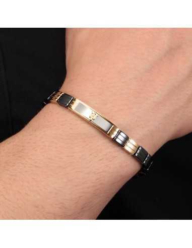 Bracciale MASERATI uomo Logo Ceramic nero / oro
