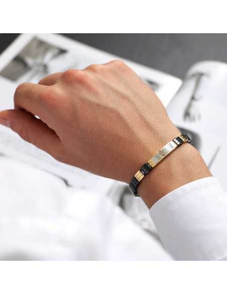 Bracciale MASERATI uomo Logo Ceramic nero / oro