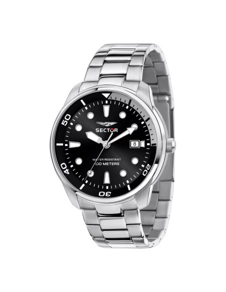 Orologio Sector Oversize Uomo Acciaio Nero con Datario